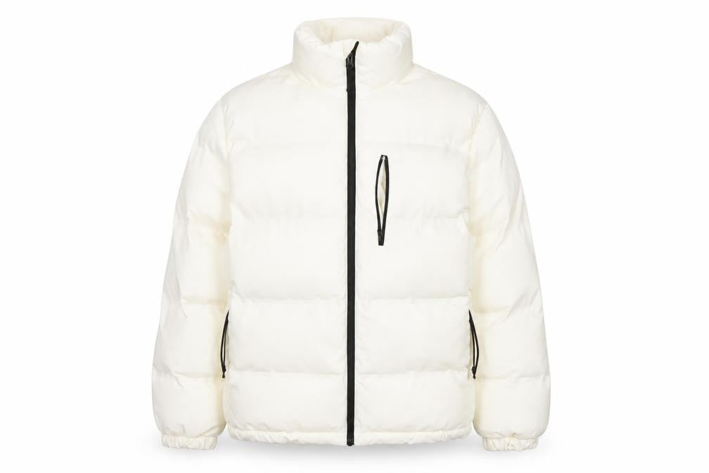 H&M Women Ivory Puffer Jacket Size 12 Polyester Mid-Length Zip Fastening