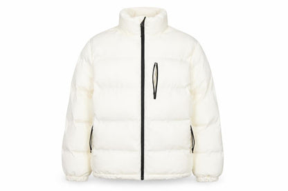 H&M Women Ivory Puffer Jacket Size 12 Polyester Mid-Length Zip Fastening