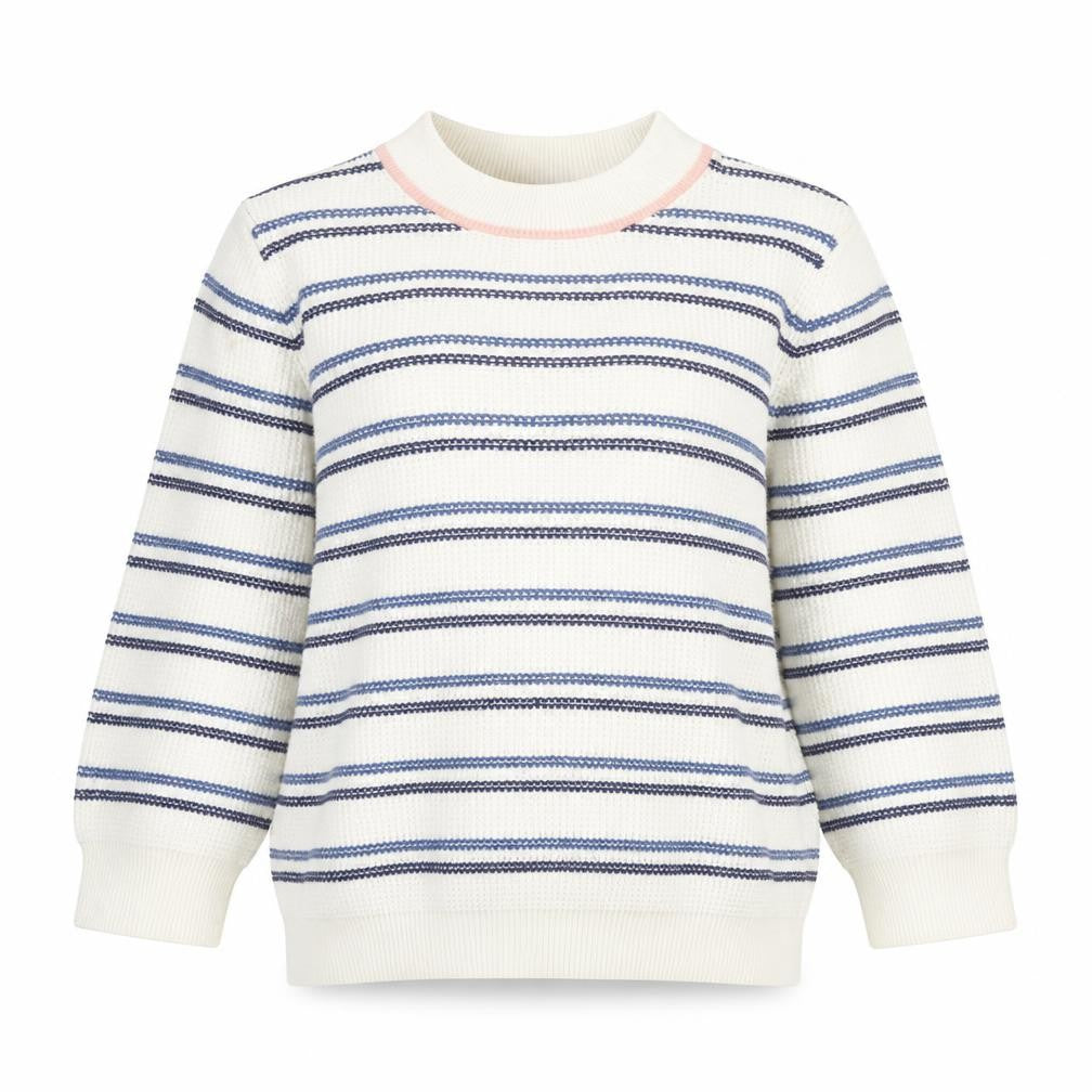 & Other Stories Women White Striped Cotton Short Sleeve Jumper XS