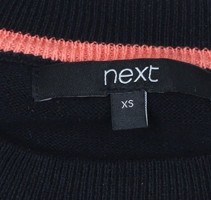 Next Womens Black XS Crew Neck Embroidered Pullover Jumper