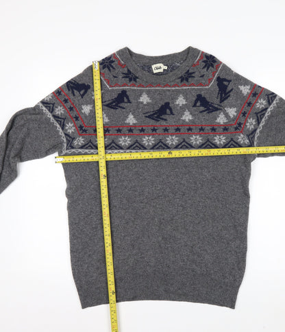 Beymen Club Men's Grey Wool Blend Fair Isle Ski Jumper Size S