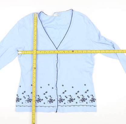 Marks and Spencer Women’s Blue Floral Embroidered Cotton Cardigan Size 12