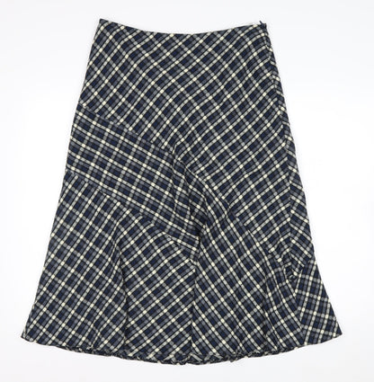 Anna Rose Women Blue Checked A-Line Midi Skirt Size 12