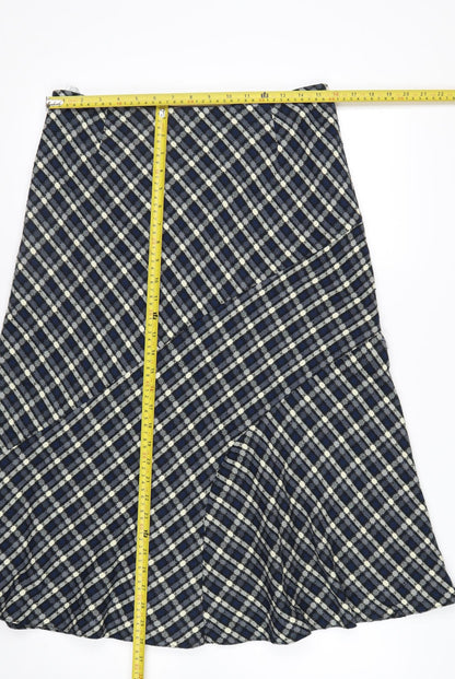 Anna Rose Women Blue Checked A-Line Midi Skirt Size 12