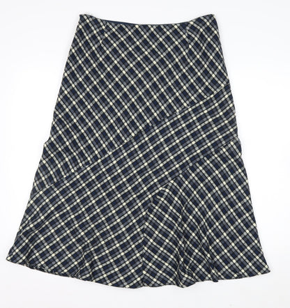 Anna Rose Women Blue Checked A-Line Midi Skirt Size 12