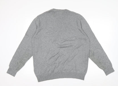 Marks and Spencer Men's Grey Argyle Cotton Jumper M Regular Fit