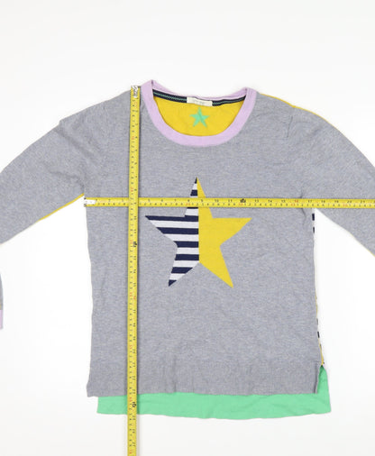 White Stuff Women's Grey Star Pullover Jumper UK 10 Merino Wool Cotton