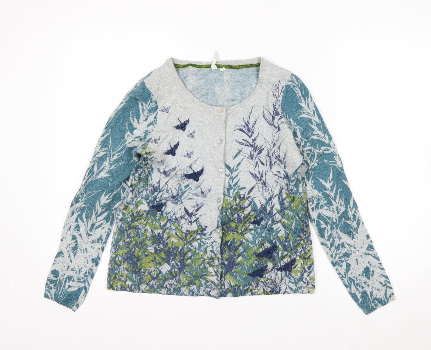 White Stuff Womens Multicoloured Floral Bird Print Cardigan Size 12