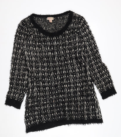 Cape Daisy Women’s Black White Knit Pullover Jumper Size L