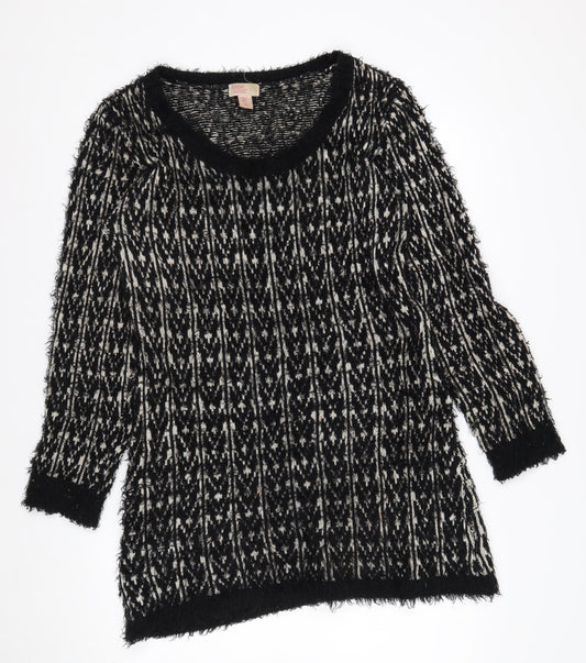 Cape Daisy Women’s Black White Knit Pullover Jumper Size L