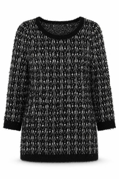 Cape Daisy Women’s Black White Knit Pullover Jumper Size L