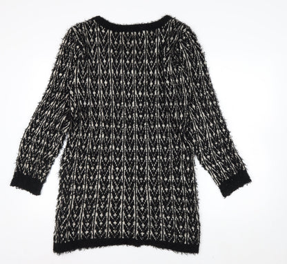 Cape Daisy Women’s Black White Knit Pullover Jumper Size L
