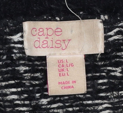 Cape Daisy Women’s Black White Knit Pullover Jumper Size L