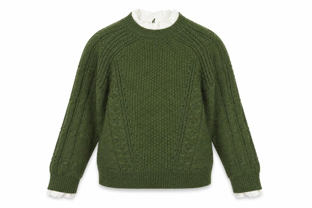 Next Women's Green Cable-Knit Crew Neck Jumper Size 14