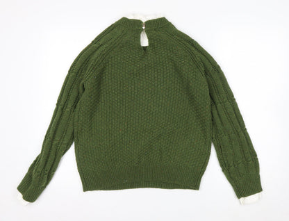 Next Women's Green Cable-Knit Crew Neck Jumper Size 14