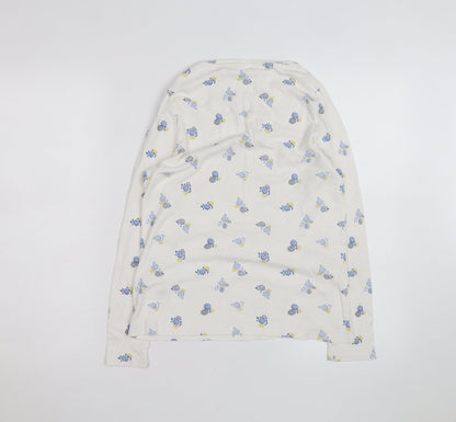 Marks and Spencer Women's White Floral Long Sleeve Cotton T-Shirt Size 16
