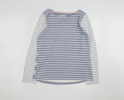 Joules Womens Blue White Striped Long Sleeve Boat Neck Cotton Top Size 12