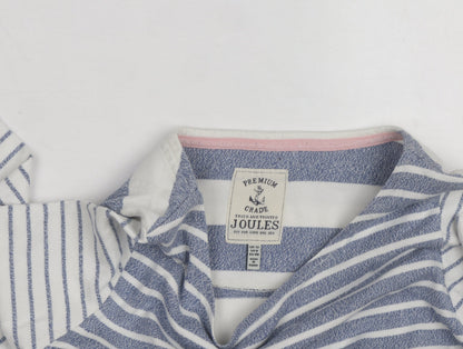 Joules Womens Blue White Striped Long Sleeve Boat Neck Cotton Top Size 12
