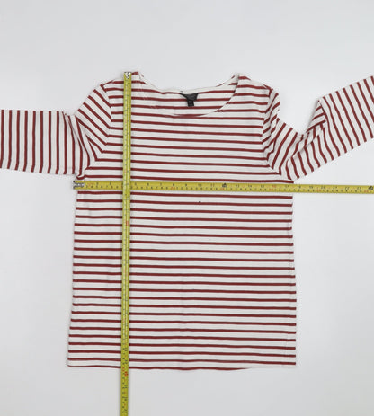 Topshop Women’s Multicoloured Striped Long Sleeve Cotton T-Shirt L