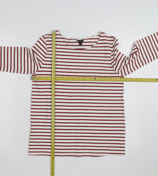 Topshop Women’s Multicoloured Striped Long Sleeve Cotton T-Shirt L
