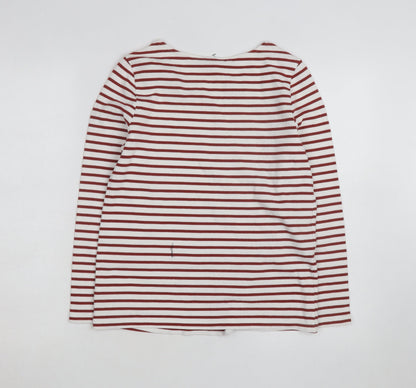 Topshop Women’s Multicoloured Striped Long Sleeve Cotton T-Shirt L