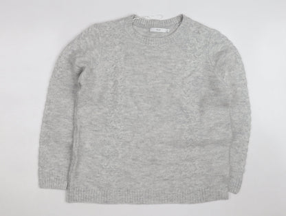 Isle Women Grey Cable-Knit Crew Neck Pullover Jumper Size 18-20