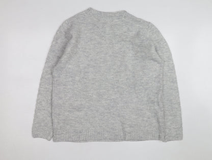 Isle Women Grey Cable-Knit Crew Neck Pullover Jumper Size 18-20
