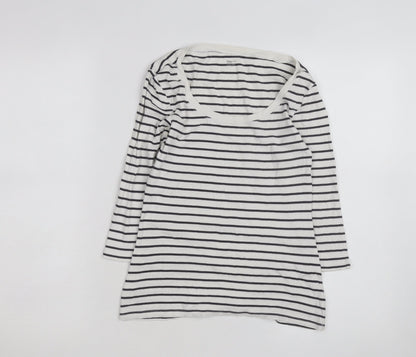 Gap Women’s White Striped 3/4 Sleeve Cotton T-Shirt Size S