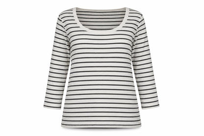 Gap Women’s White Striped 3/4 Sleeve Cotton T-Shirt Size S