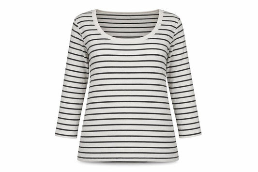 Gap Women’s White Striped 3/4 Sleeve Cotton T-Shirt Size S