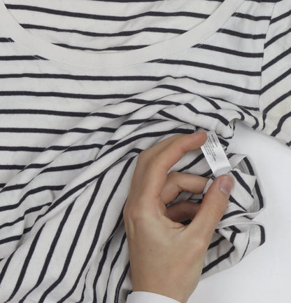 Gap Women’s White Striped 3/4 Sleeve Cotton T-Shirt Size S
