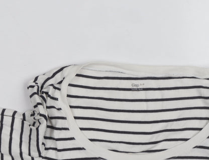 Gap Women’s White Striped 3/4 Sleeve Cotton T-Shirt Size S