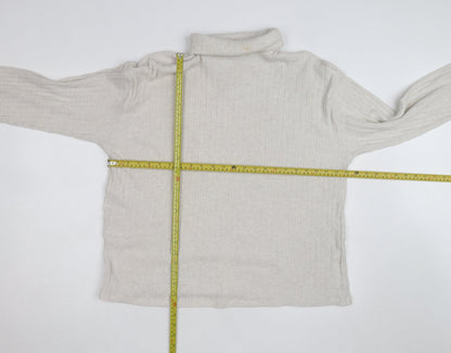 Pull&Bear Women Beige Roll Neck Slim Knit Jumper Size L