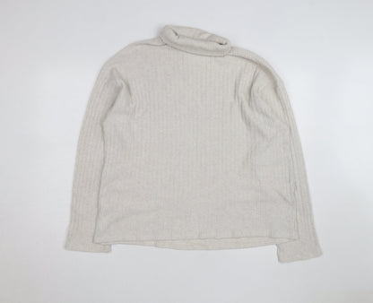 Pull&Bear Women Beige Roll Neck Slim Knit Jumper Size L