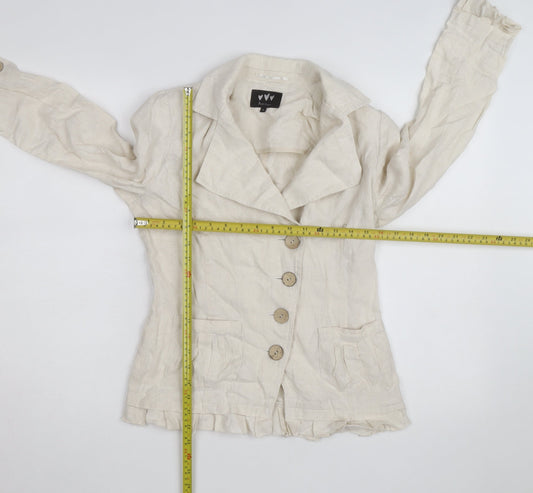 Pure Linen Women’s Beige Button Tunic Blouse Size 8