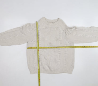 Marks and Spencer Women’s Ivory Cable-Knit High Neck Jumper UK 12