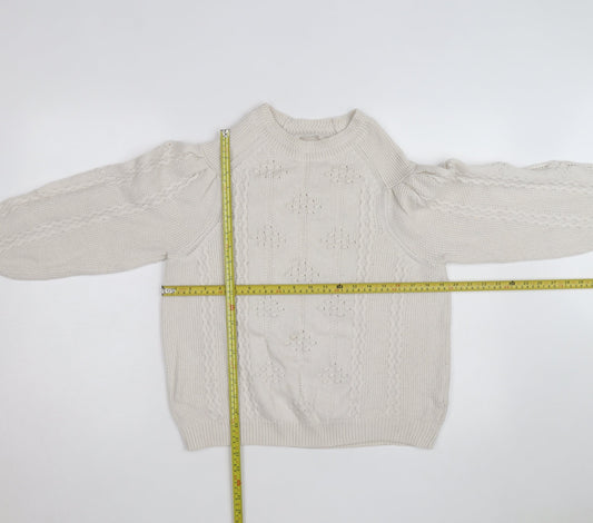 Marks and Spencer Women’s Ivory Cable-Knit High Neck Jumper UK 12