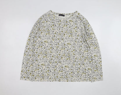 Marks and Spencer Women’s Floral Long Sleeve T-Shirt Size 16 White Cotton Blend