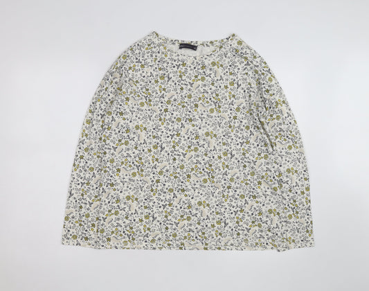 Marks and Spencer Women’s Floral Long Sleeve T-Shirt Size 16 White Cotton Blend