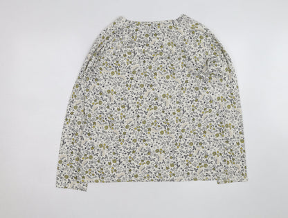 Marks and Spencer Women’s Floral Long Sleeve T-Shirt Size 16 White Cotton Blend