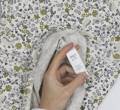 Marks and Spencer Women’s Floral Long Sleeve T-Shirt Size 16 White Cotton Blend