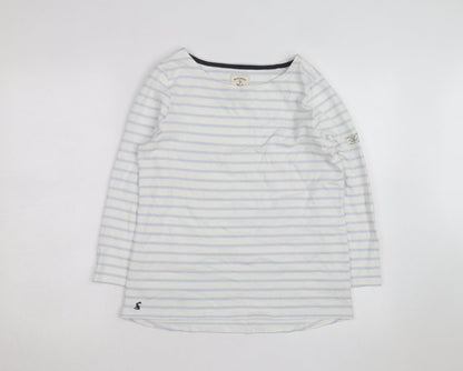 Joules Women’s White Blue Striped Long Sleeve Cotton T-Shirt UK 12