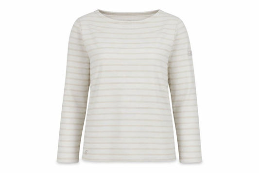 Joules Women Beige Striped Long Sleeve Cotton Jersey Top UK 8
