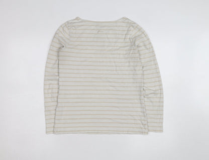 Joules Women Beige Striped Long Sleeve Cotton Jersey Top UK 8