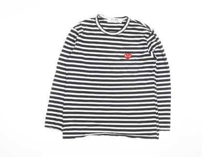 Comme des Garçons PLAY Men's Black Stripe Long Sleeve Cotton Top XL