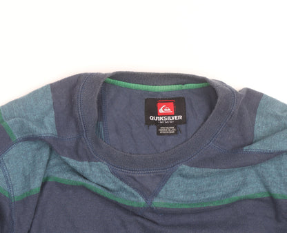 Quiksilver Men's Blue Striped Cotton Crew Neck Jumper Size M