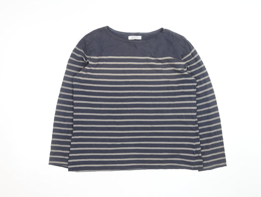 Seasalt Women Blue Striped Long Sleeve Organic Cotton Sailor Shirt UK16