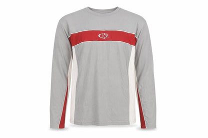 iets frans... Men's Grey and Red Long Sleeve Colourblock Top Size M