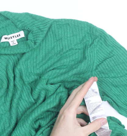 Whistles Women's Green Roll Neck Ribbed Knit Wool Blend Jumper M