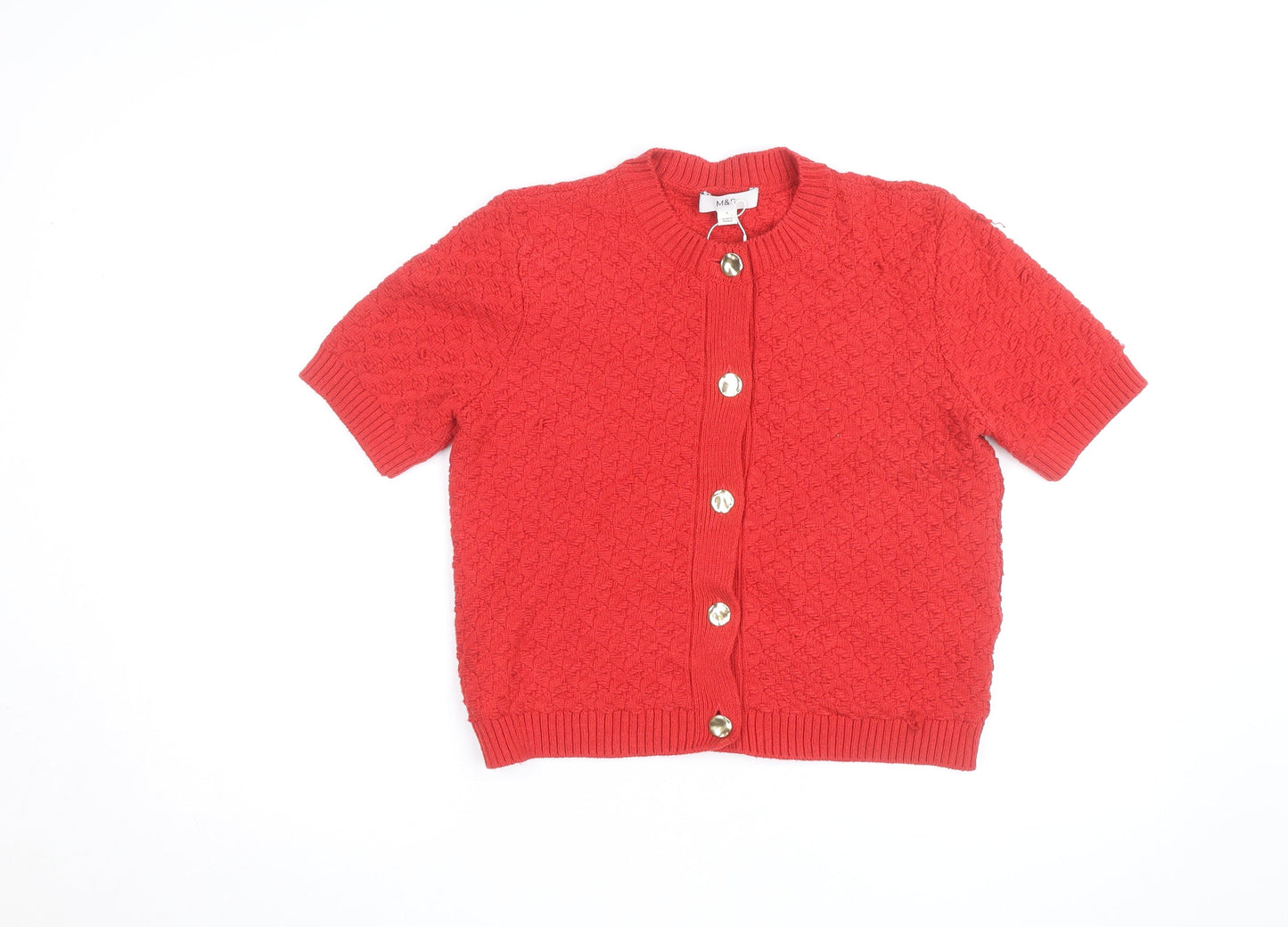 Marks and Spencer Women's Red Short Sleeve Knit Cardigan S